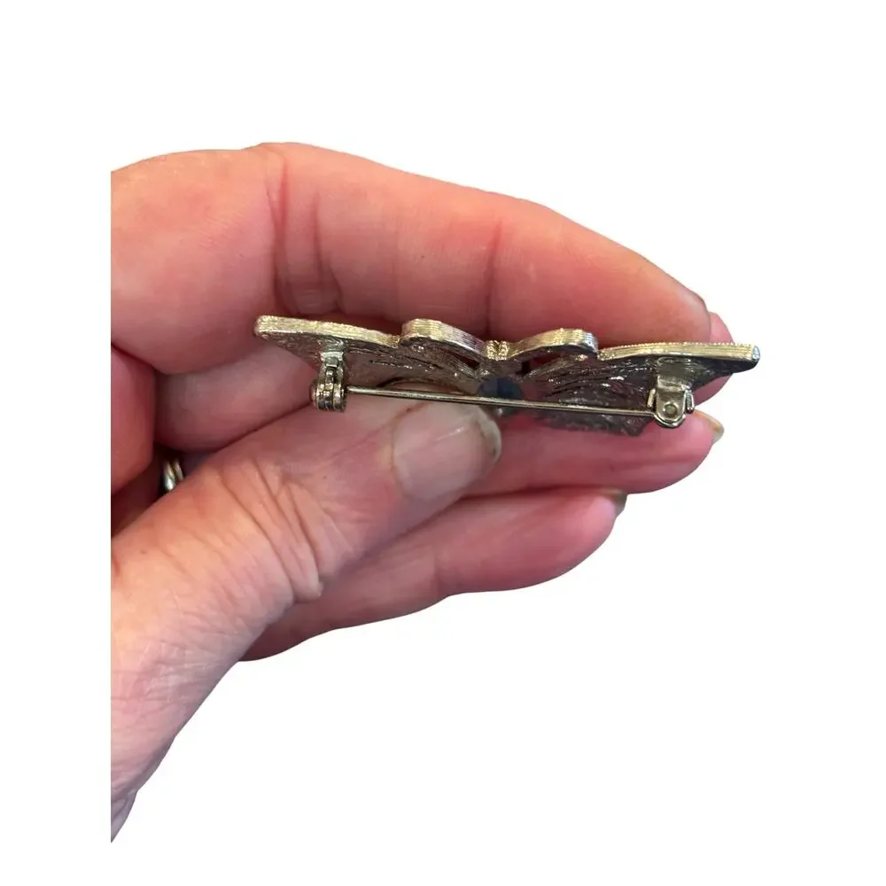 Blue Rhinestone Butterfly Brooch 1928 Jewelry Co Fairycore Statement Pin